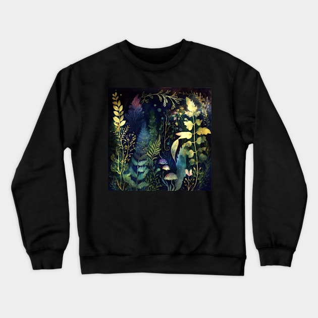 Watercolor Forest, Woodland Landscape Crewneck Sweatshirt by Dream and Design